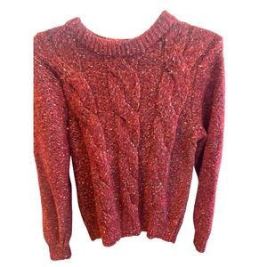 A New Day Womens XS Cable Knit Crewneck Pullover Sweater Red Blend